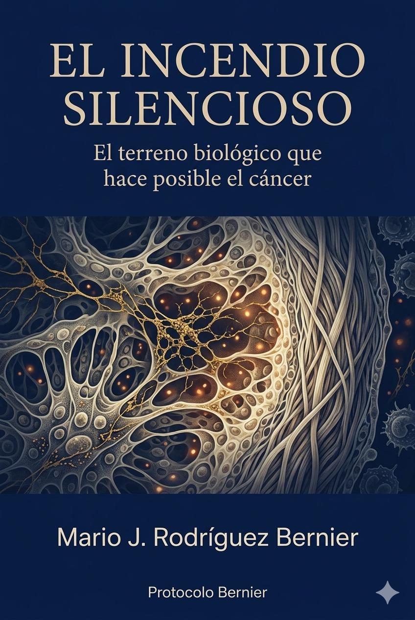 Portada del libro EL INCENDIO SILENCIOSO — El terreno biológico que hace posible el cáncer